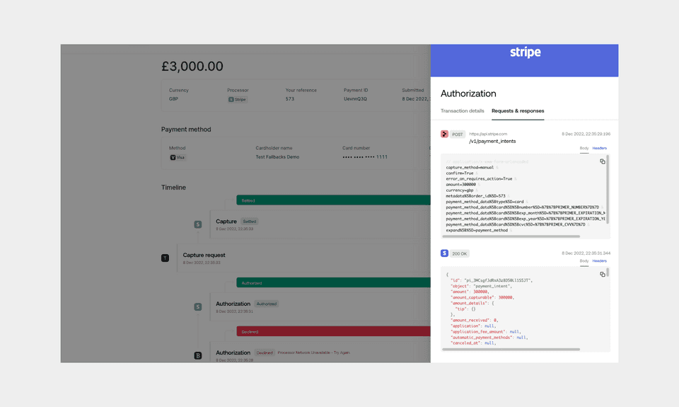 Payment timeline event summary