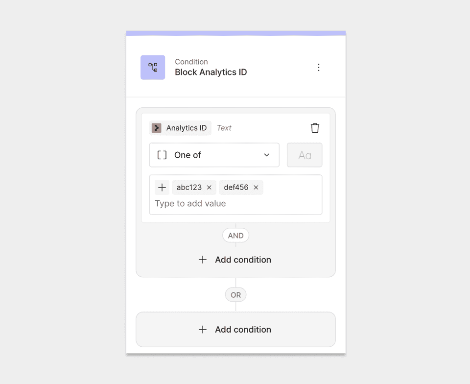 Conditions with analyticsId