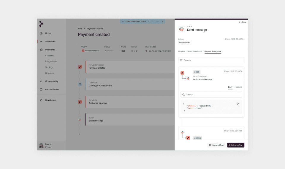 Workflow API calls